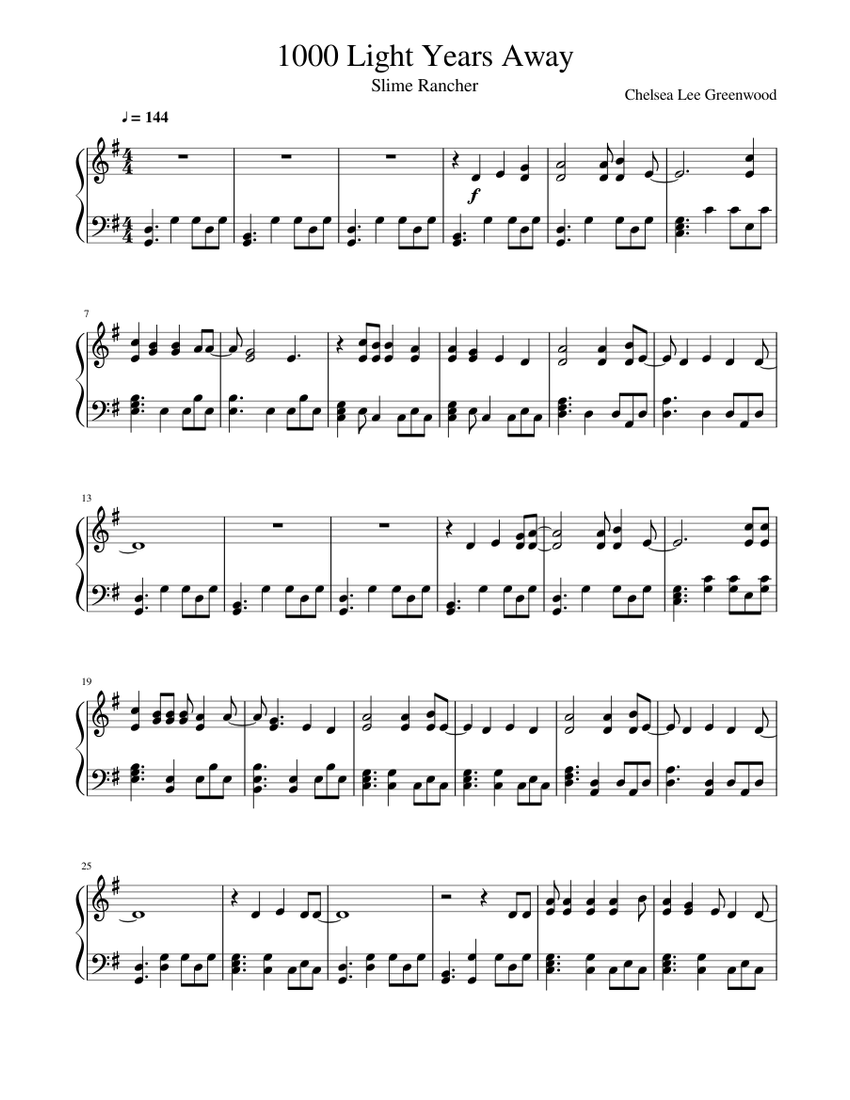 1000 Light Years Sheet music for (Solo) Musescore.com