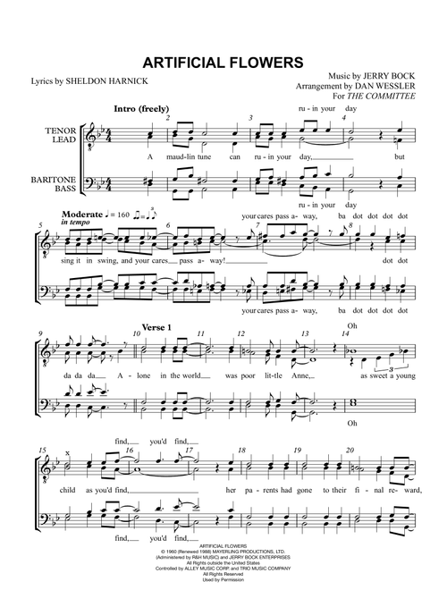 Artificial Flowers (Arr. Dan Wessler) - Jerry Bock (Choral, TTBB)