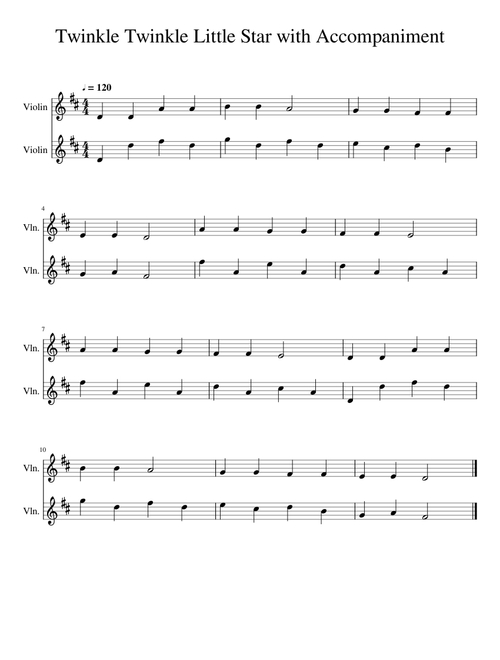 Twinkle Twinkle Little Star - Violin Duet