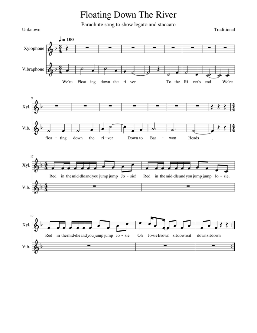 Floating Down The River Sheet music for Vibraphone, Xylophone (Choral