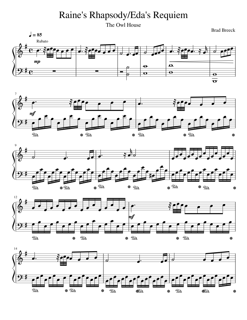 Raine's Rhapsody/Eda's Requiem Brad Breeck Sheet music for Piano