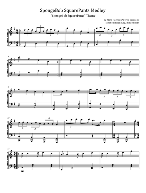 Spongebob Squarepants Theme Song (Arr. poon) - Mark Harrison, Blaise Smith, Steve Hillenburg (Easy Piano)