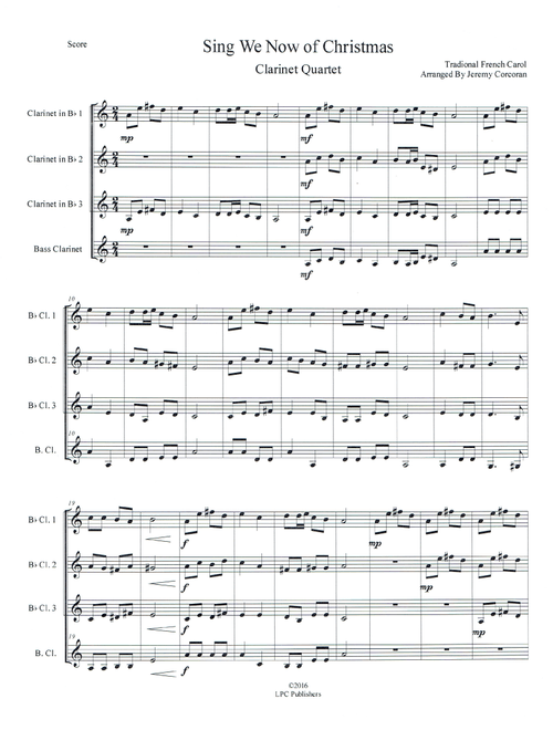 Sing We Now of Christmas for Clarinet Quartet (Arr. Jeremy Corcoran) - French Carol (Woodwind Ensemble)