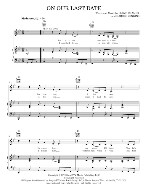 (Lost Her Love) On Our Last Date - Conway Twitty, Emmylou Harris (Piano-Vocal-Guitar)