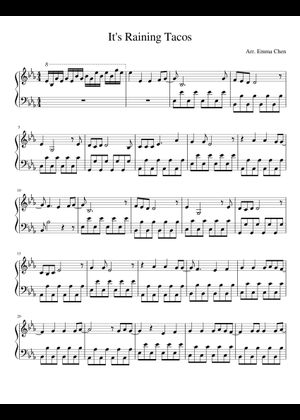 It's Raining Tacos Recorder Duet version Sheet Music for Recorder ...