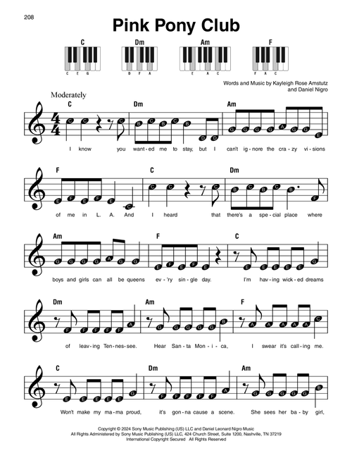 Pink Pony Club - Chappell Roan (Super Easy Piano)