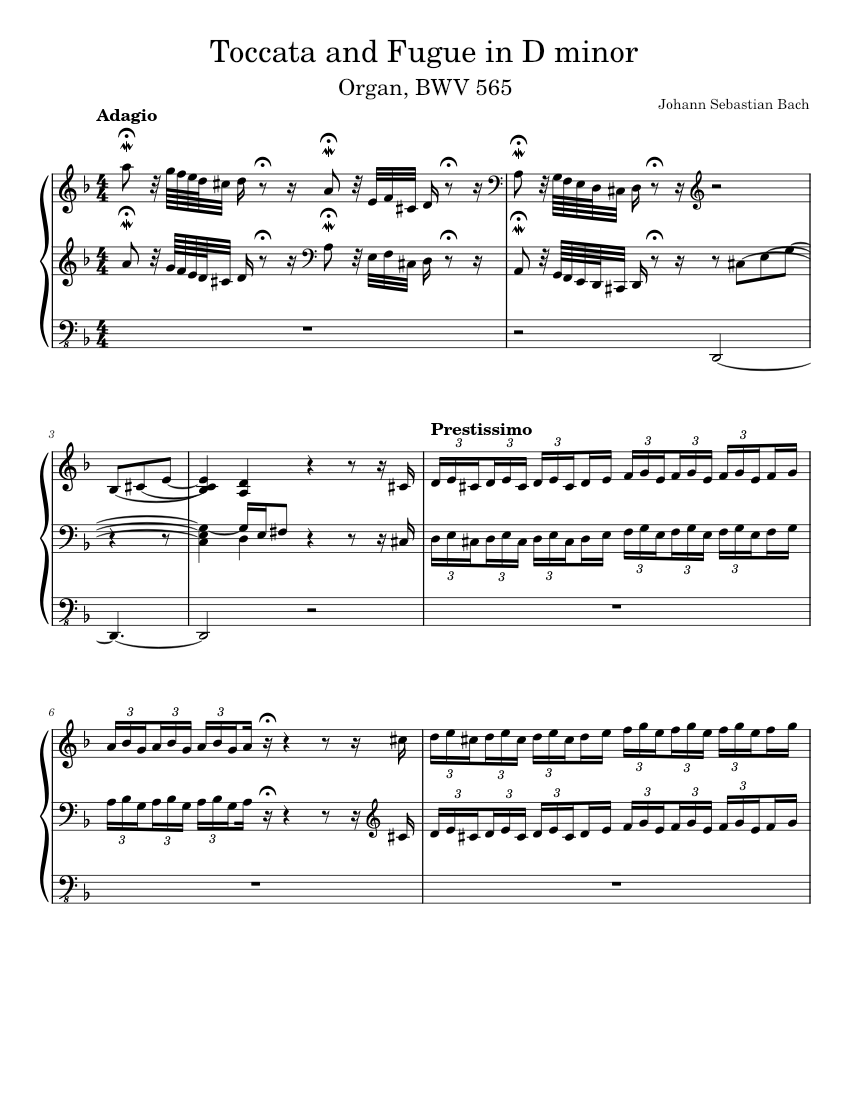 Toccata and Fugue in D minor Sheet Music for Organ (Solo) | MuseScore.com