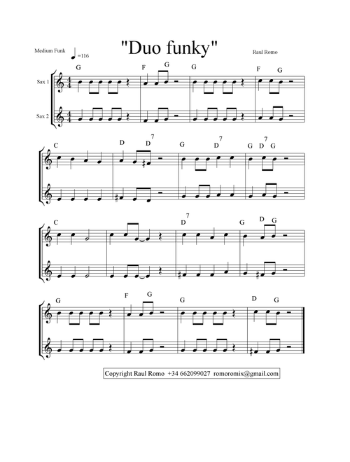 8 Sax duos - Lower octave EASY Grade 1 VOL 1 (Arr. Raul Romo) (Alto Saxophone Duet)
