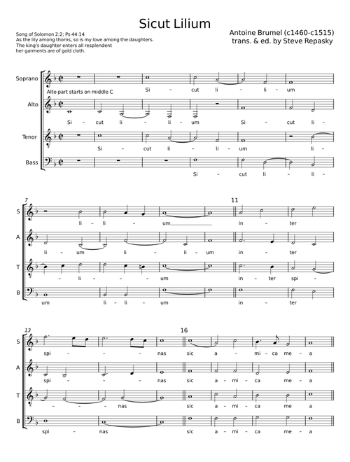 Sicut lilium inter spinas - Antoine Brumel
