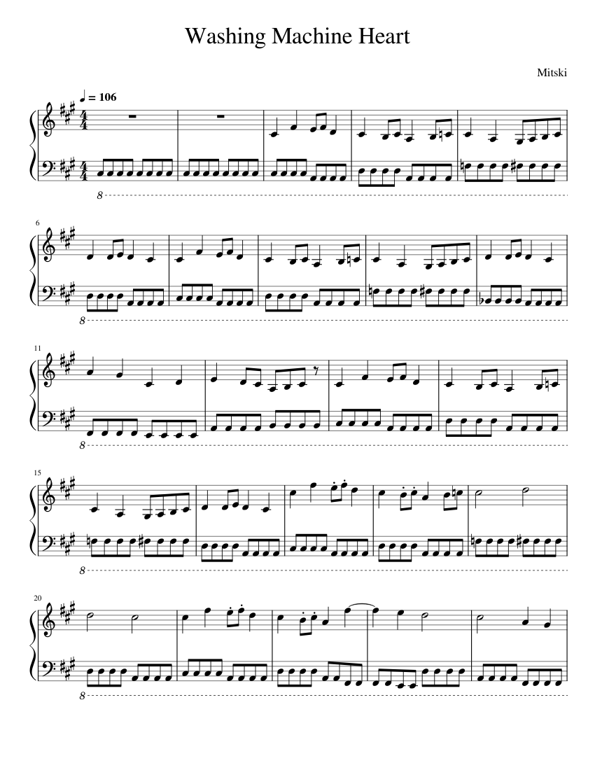 Washing Machine Heart -Mitski Sheet music for Piano (Solo) | Musescore.com
