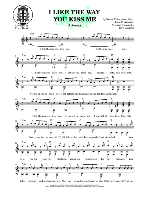I Like The Way You Kiss Me (Arr. Franz Beckert) - Artemas (Solo Guitar)