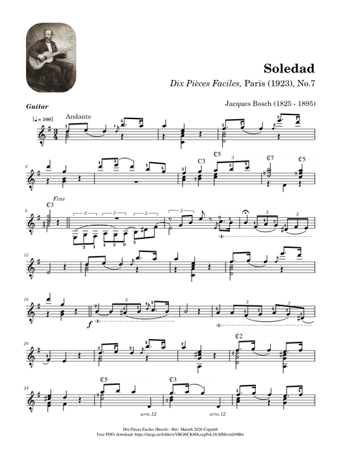 Soledad – Dix Pièces Faciles, No.7 – Jacques Bosch (1825 - 1895)
