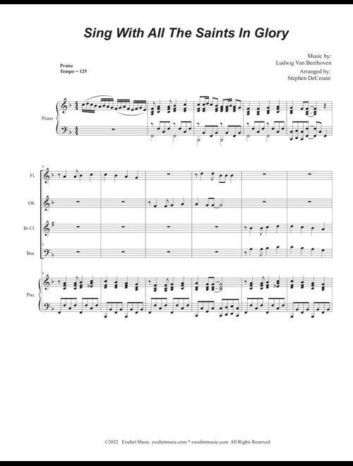 Sing With All The Saints In Glory (Woodwind Quartet and Piano) (Arr. Stephen DeCesare) (Woodwind Ensemble)