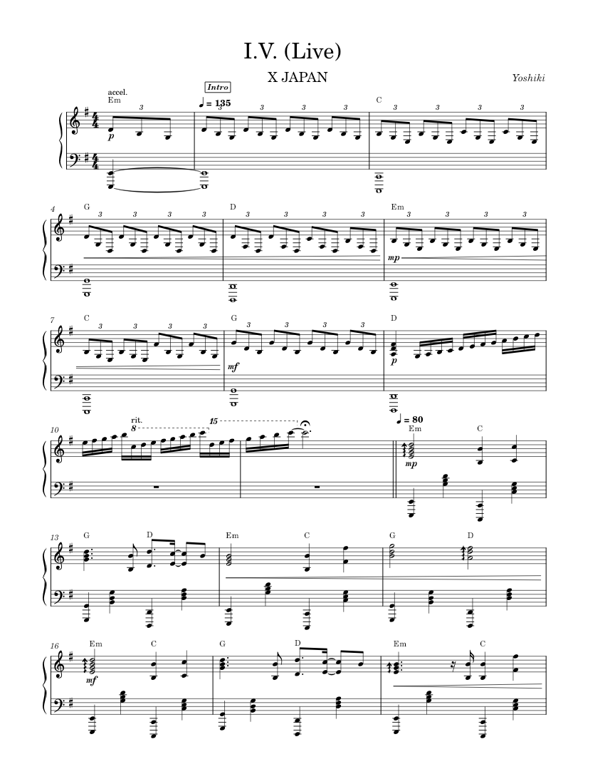 I.V. – X Japan Sheet music for Piano (Solo) | Musescore.com
