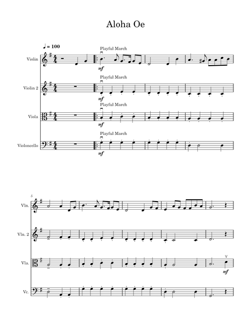 Aloha Oe – Queen Liliuokalani - rhY Arrange