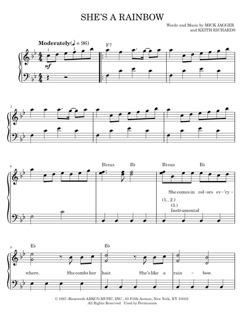 She's A Rainbow - The Rolling Stones (Easy Piano)