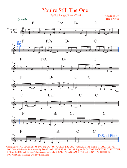 You're Still The One (Arr. Rene Alves) - Shania Twain (Trumpet Solo)