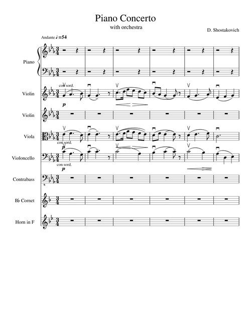 Shostakovich Piano Concerto 2 Andante with strings