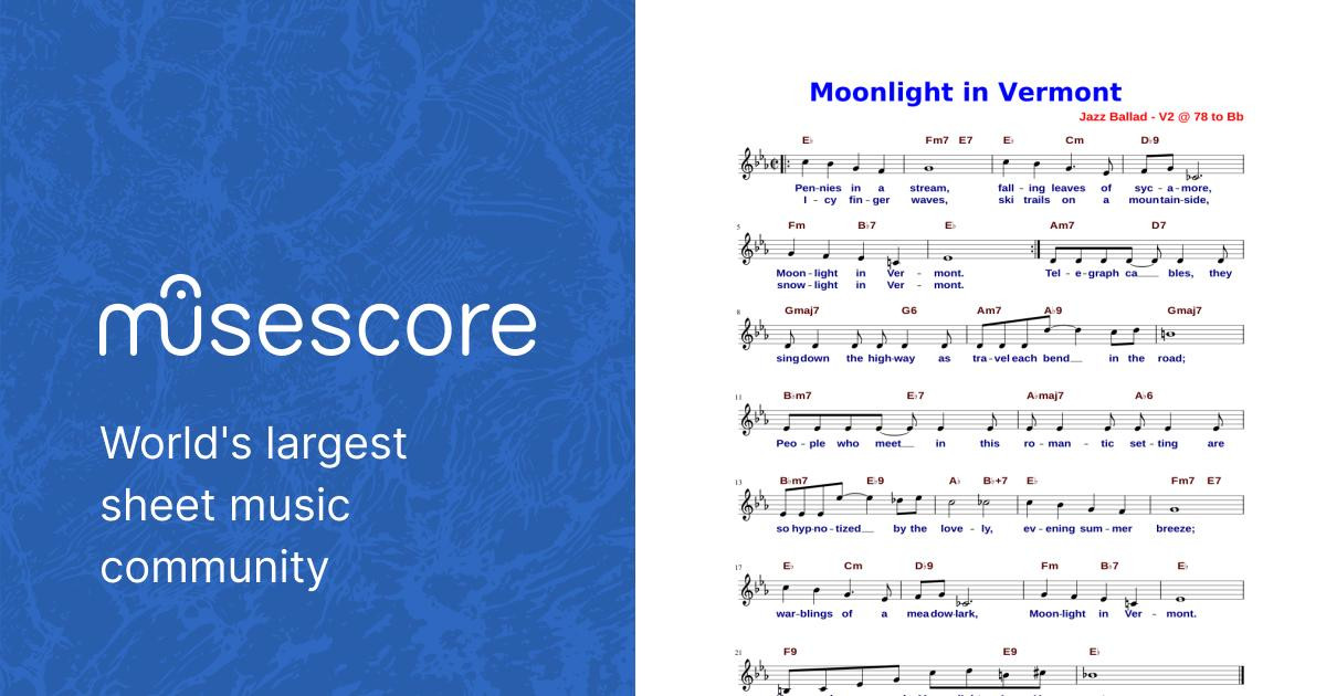 ボーカル　ビッグバンド譜面：Moonlight In Vermont ボーカル ビッグバンド譜面：Moonlight In Vermont