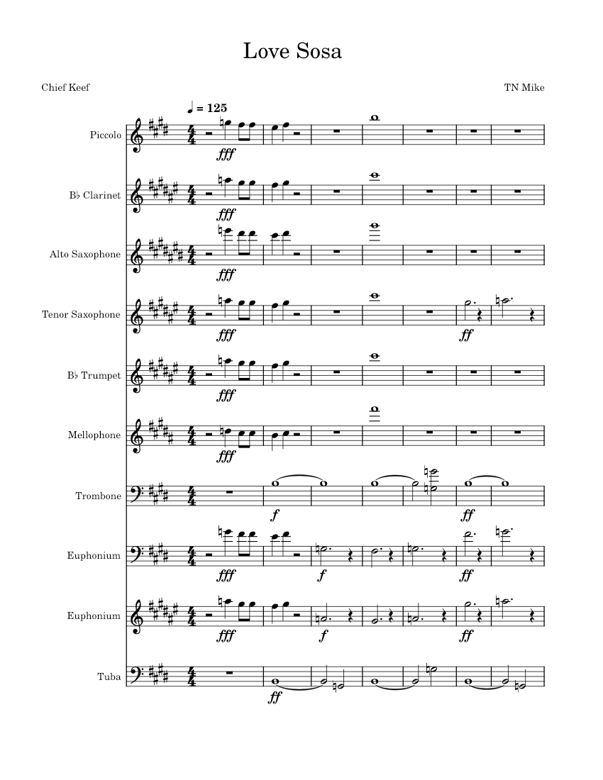 Love sosa – Chief Keef Love Sosa – Chief Keef Sheet Music for Trombone ...