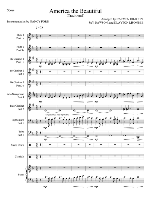 America the Beautiful – Carmen Dragon (for wind ensemble)