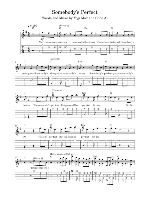 Somebody's Perfect in E Minor