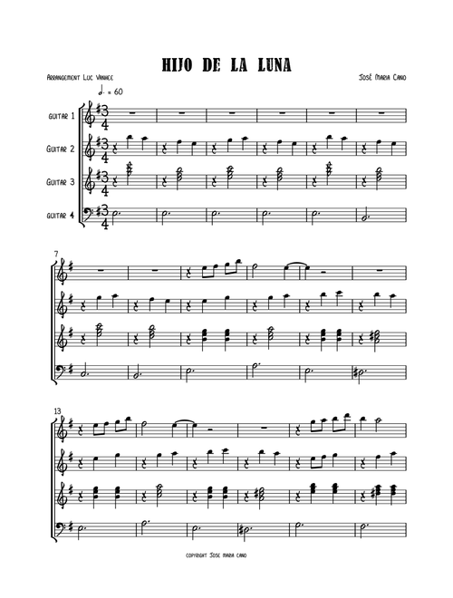 Hijo De La Luna (Arr. Luc Vanhee) - Sarah Brightman (Guitar Ensemble)