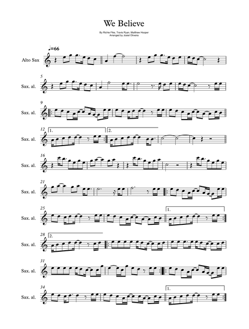 We Believe (Arr. Josiel Oliveira) - Newsboys (Alto Sax Solo)