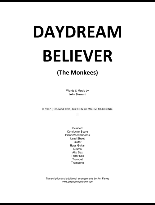 Daydream Believer (Arr. Jim Farley) - The Monkees (Small Ensemble)