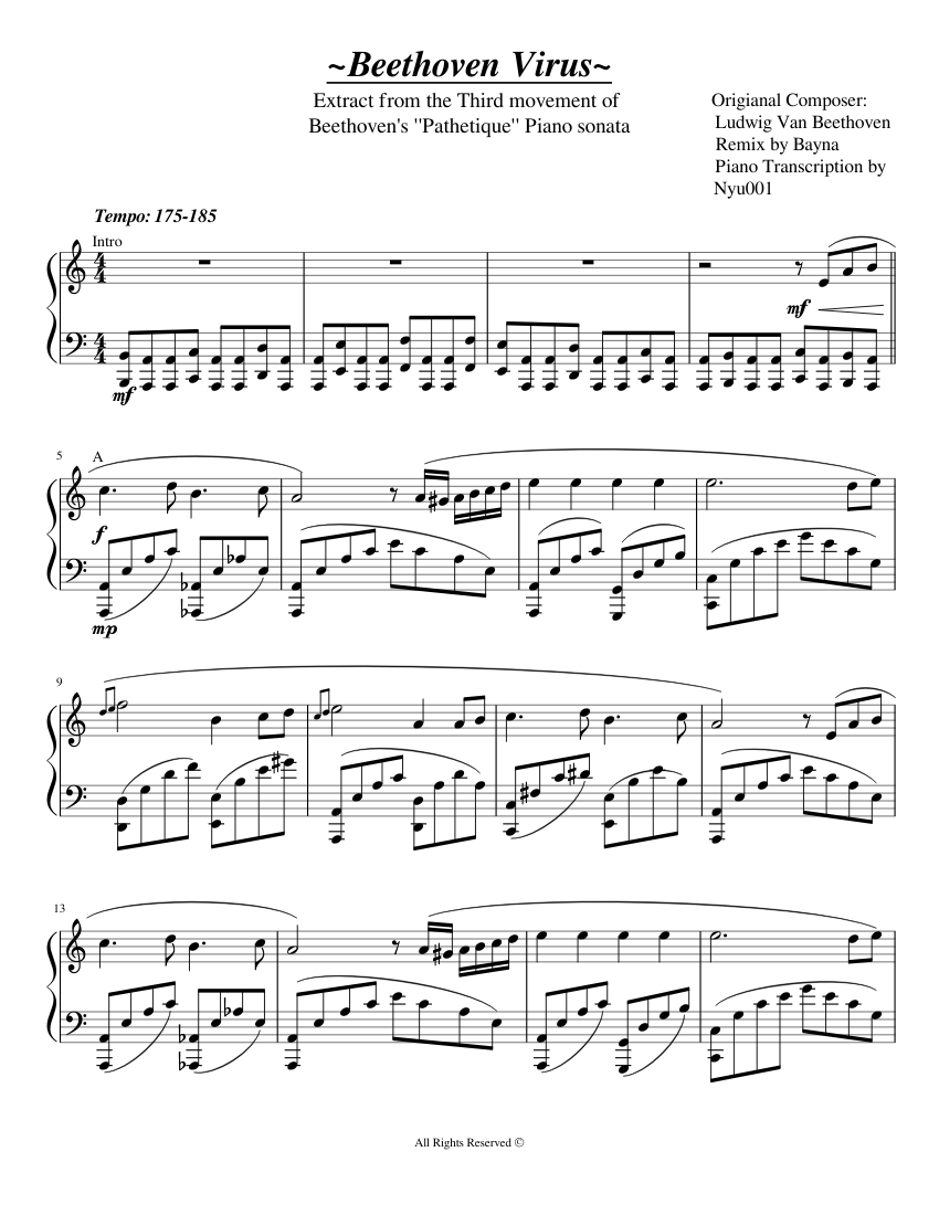 suave distancia metal Beethoven Virus~ Sheet music for Piano (Solo) | Musescore.com