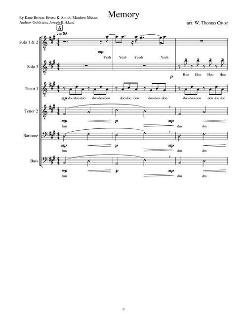Memory (Arr. W. Thomas Catoe) - Kane Brown X Blackbear (Choral, TTBB)