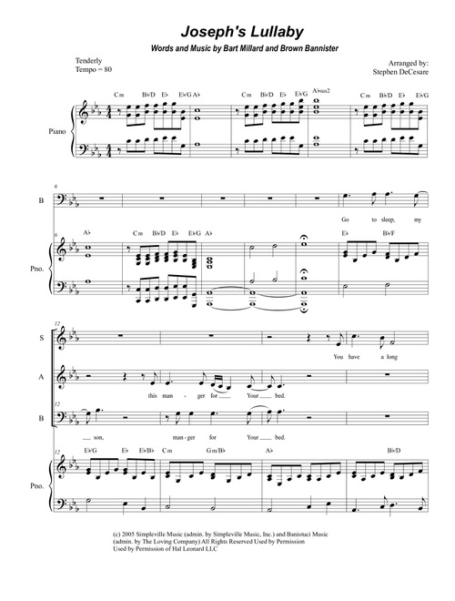 Joseph's Lullaby (Arr. Stephen DeCesare) - MercyMe (Piano Vocal)