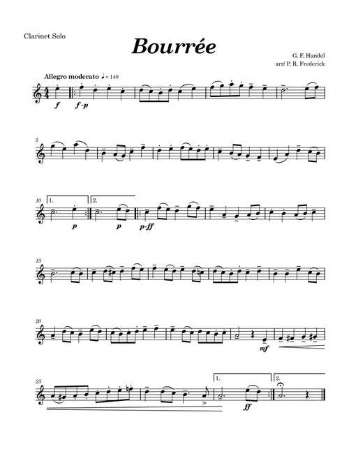 Bourrée (Arr. P. R. Frederick) - G F Handel (Clarinet Solo)