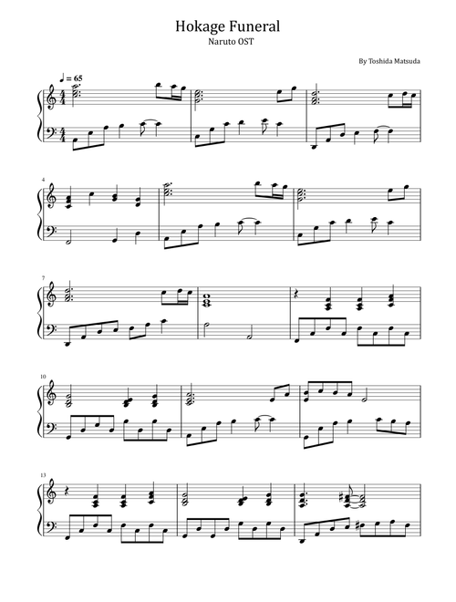 Hokage Funeral (Arr. poon) - Toshio Masuda (Easy Piano)