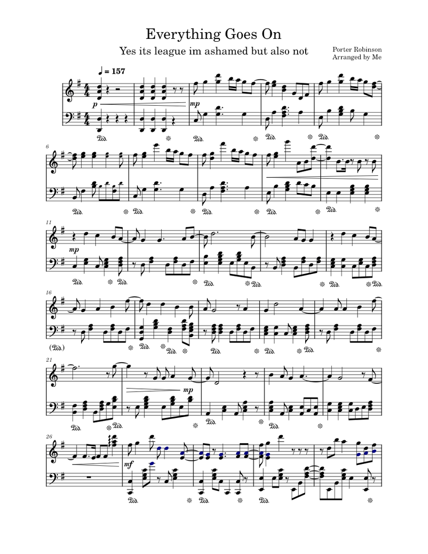 Everything Goes On – Porter Robinson + Riot Games Sheet Music for Piano ...