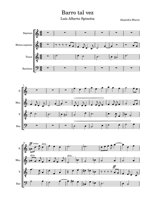 Barro tal vez (Arr. Maccio) - LUIS ALBERTO SPINETTA (Choral, SATB)