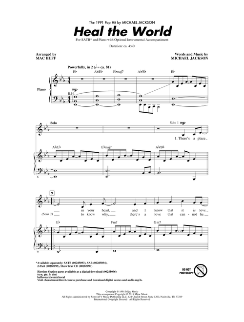 Heal The World (arr. Mac Huff) - Michael Jackson (Choral, SATB)
