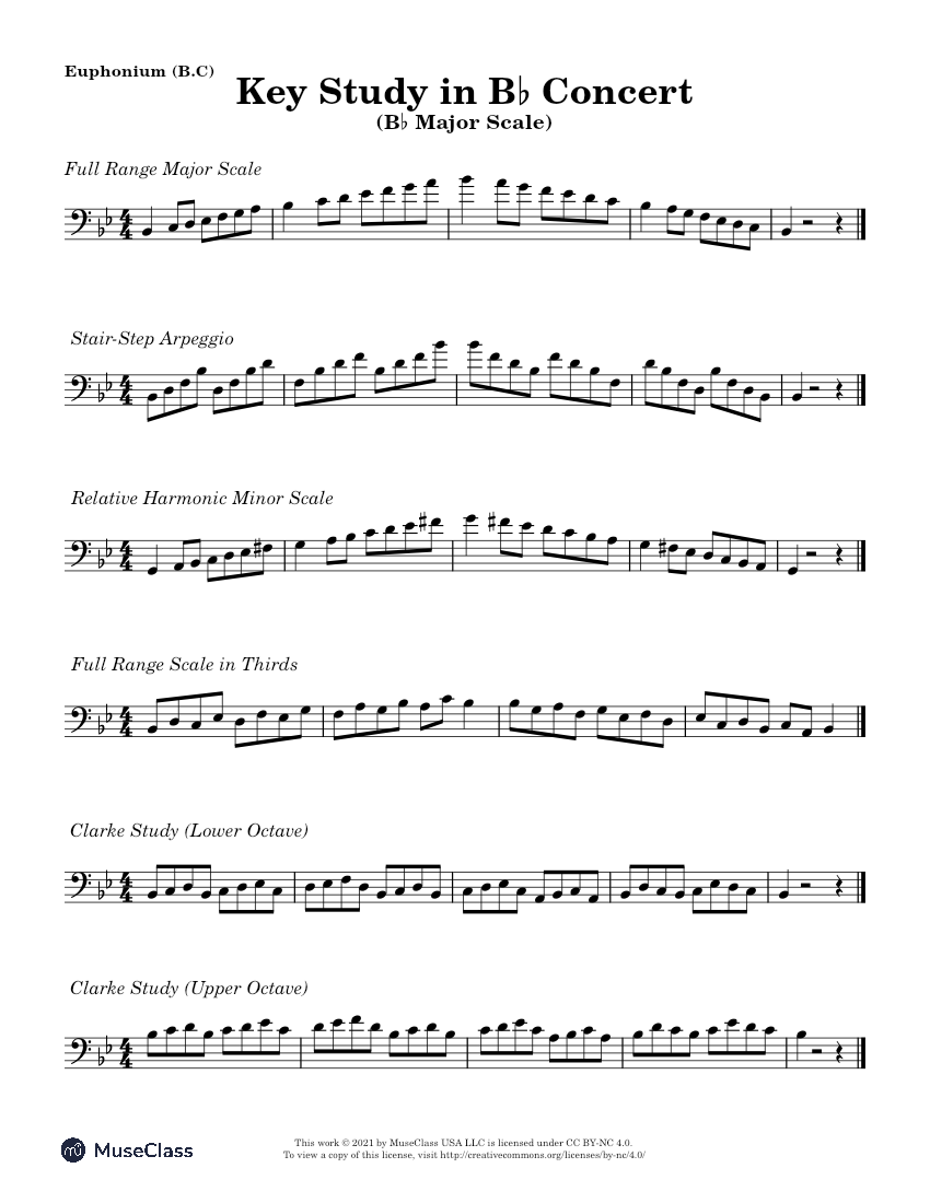Key Study in Bb Major for Euphonium Sheet music for Euphonium Solo Musescore
