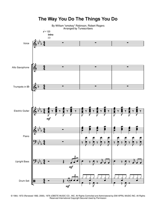 The Way You Do The Things You Do (Arr. Tunescribers) - William "Smokey" Robinson, Robert Rogers (Small Ensemble)