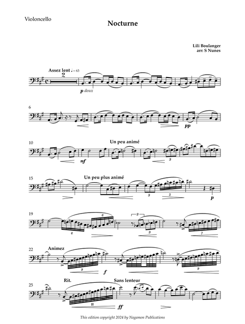 Nocturne (Arr. Steven Nunes) - Lili Boulanger (Cello and Piano)