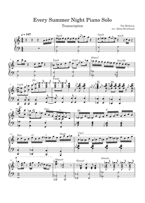 Every Summer Night - Pat Metheny Sheet Music with Chords for