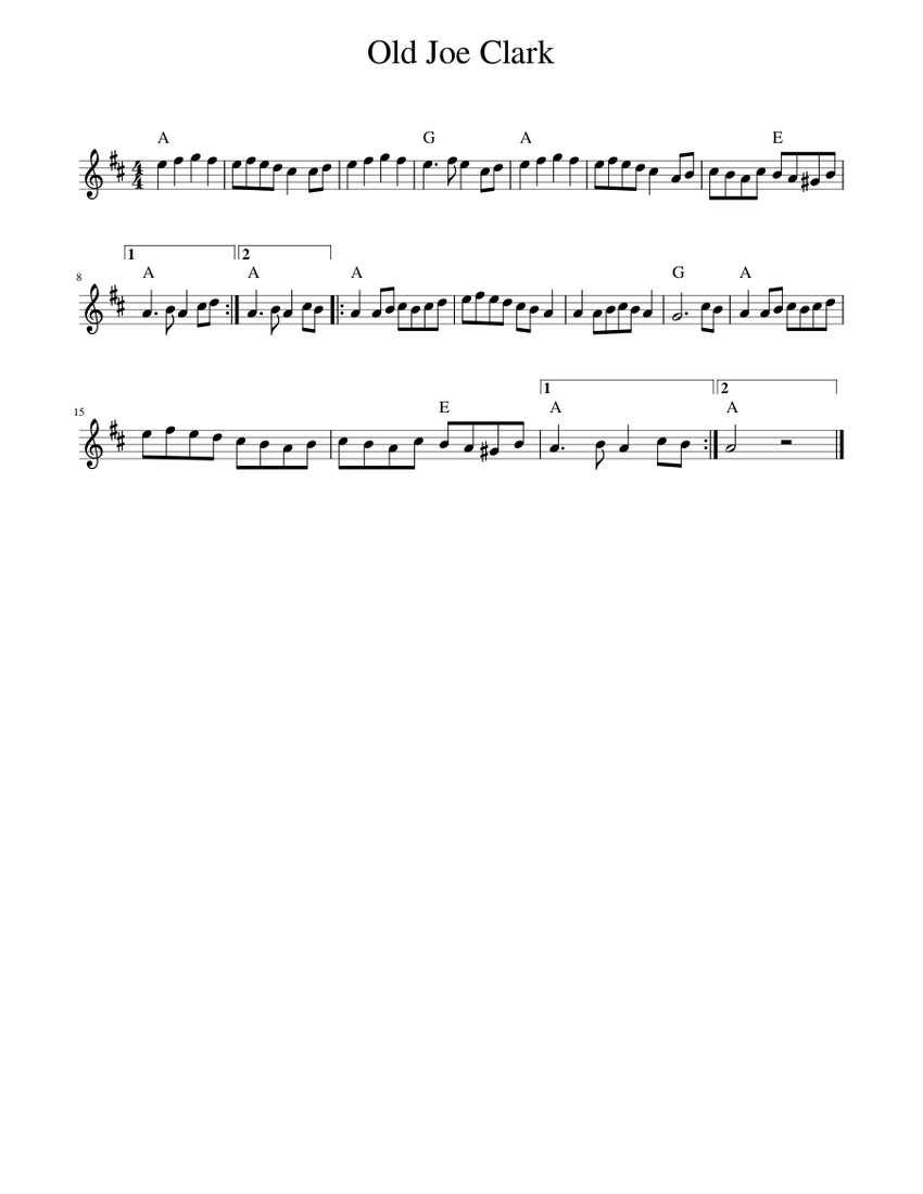 Old Joe Clark Sheet Music For Piano Solo Musescore