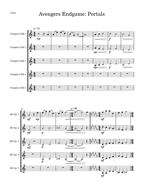 Portals – Alan Silvestri Avengers Endgame: Portals Trumpet Quintet