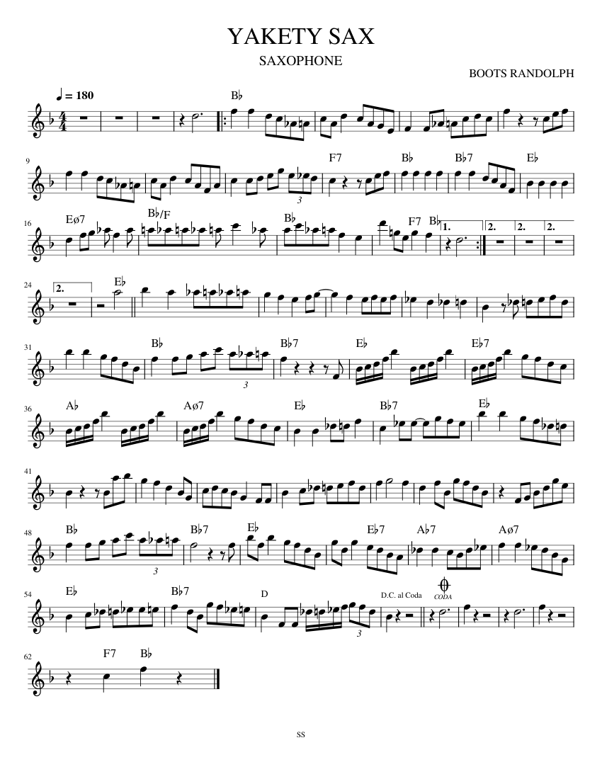 Yakety Sax Boots Randolph YAKETY SAX Sheet music for Piano (Solo