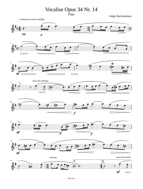Vocalise Rachmaninoff Flute