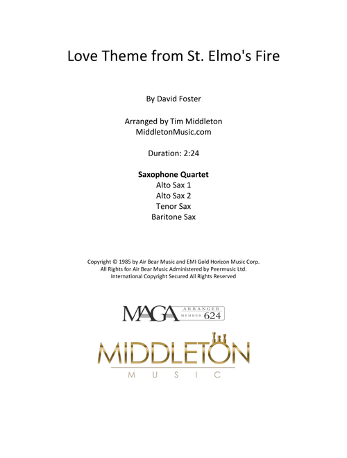 Love Theme From "st. Elmo's Fire" (Arr. Tim Middleton) - David Foster (Woodwind Ensemble)