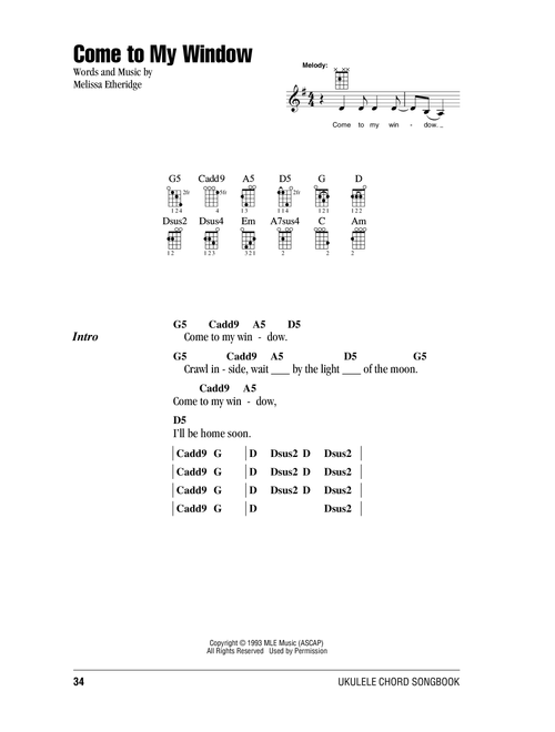 Come To My Window - Melissa Etheridge (Ukulele Chords-Lyrics)
