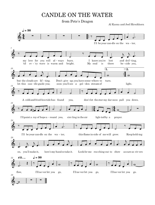 CANDLE ON THE WATER Vocal