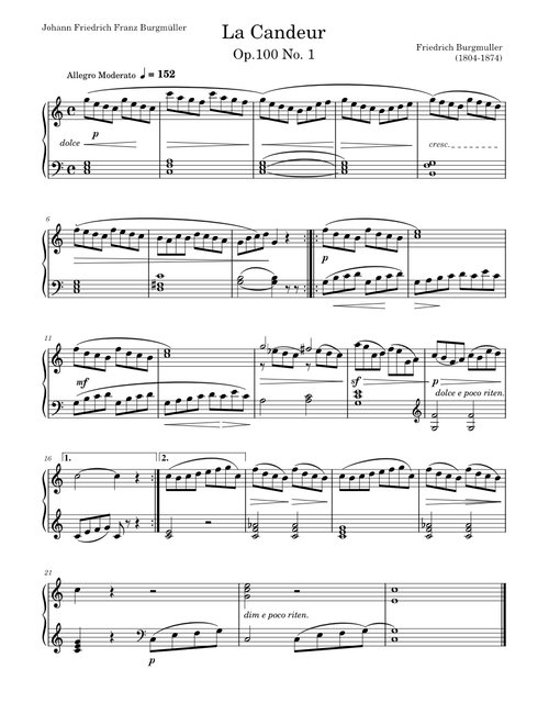 Etude in C major "La Candeur"  Op.100 No. 1 Burgmuller