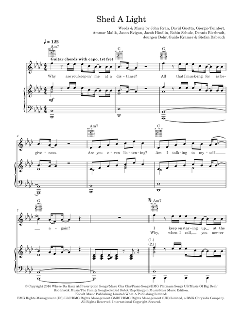 Shed A Light (featuring Cheat Codes) - Cheat Codes, David Guetta, Robin Schulz (Piano-Vocal-Guitar (Piano Accompaniment))